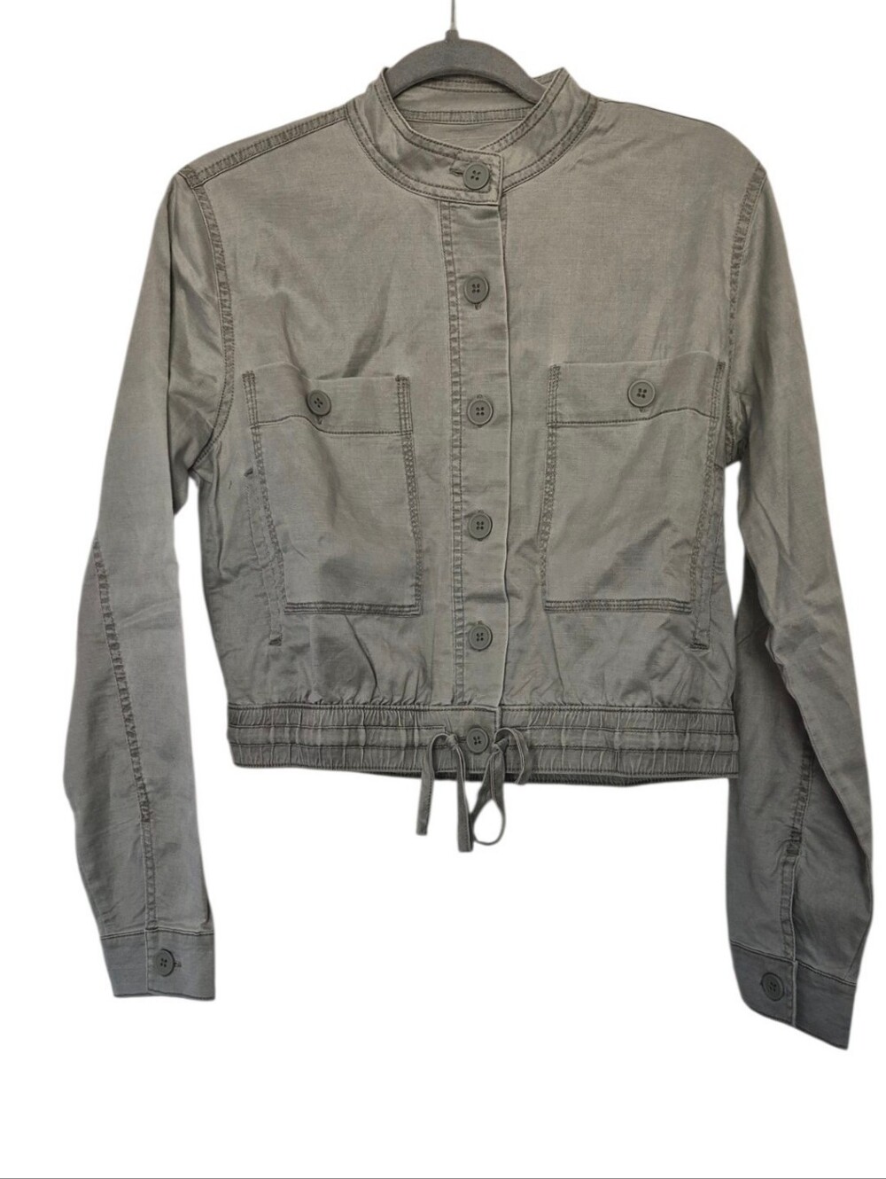 Splendid Collection XS Gray Cropped Utility Jacket Drawstring NWT